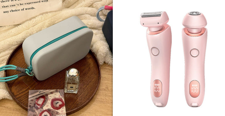 2 em 1 Depilador Depilador USB Recarregável Aparador Feminino Corpo Navalha Rosto Perna Axila Biquíni Mão Barbeador Púbico Removedor de Pelos
