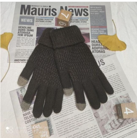 Luvas de malha femininas jacquard touch screen luvas quentes de inverno fashion