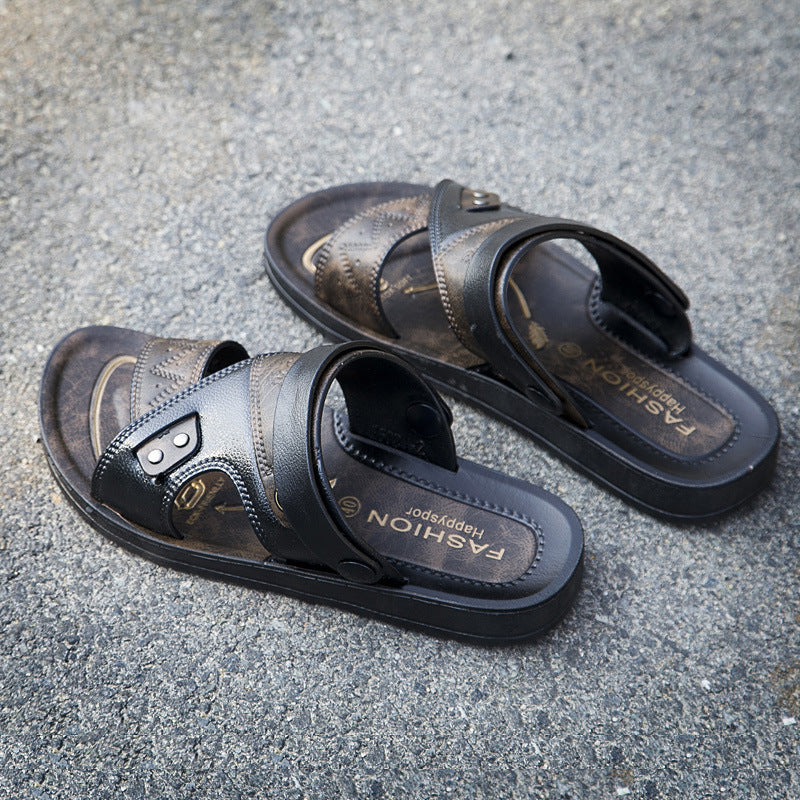 Sapatos de praia casuais masculinos sandálias e chinelos antiderrapantes de uso duplo