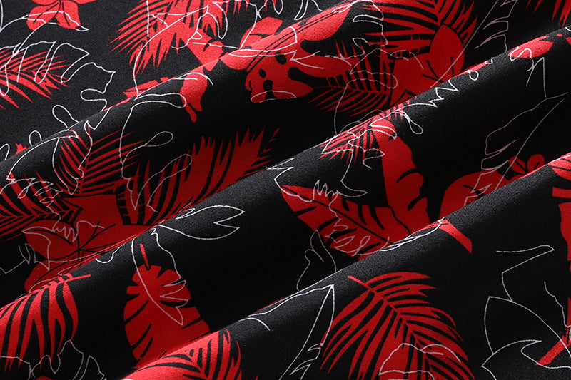 Camisa Estampada Masculina Manga Curta Camisa Shorts Terno