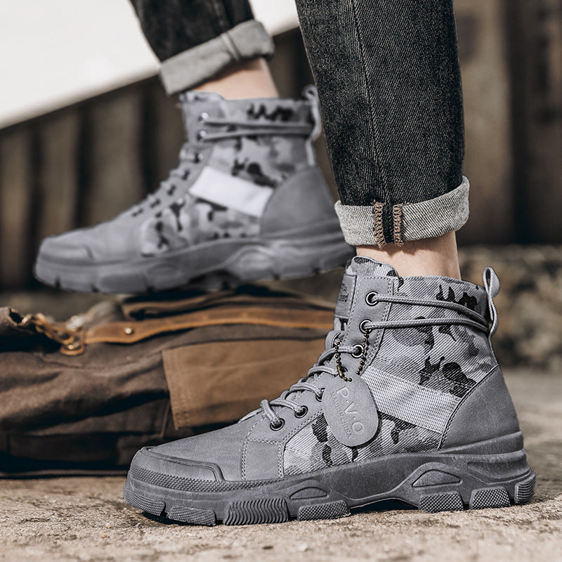 Camuflagem Tooling Botas Masculinas Casuais Impermeáveis