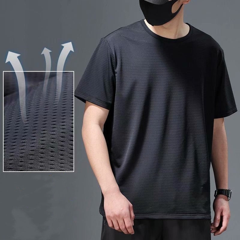 Camiseta masculina larga com gola redonda e manga curta tamanho grande