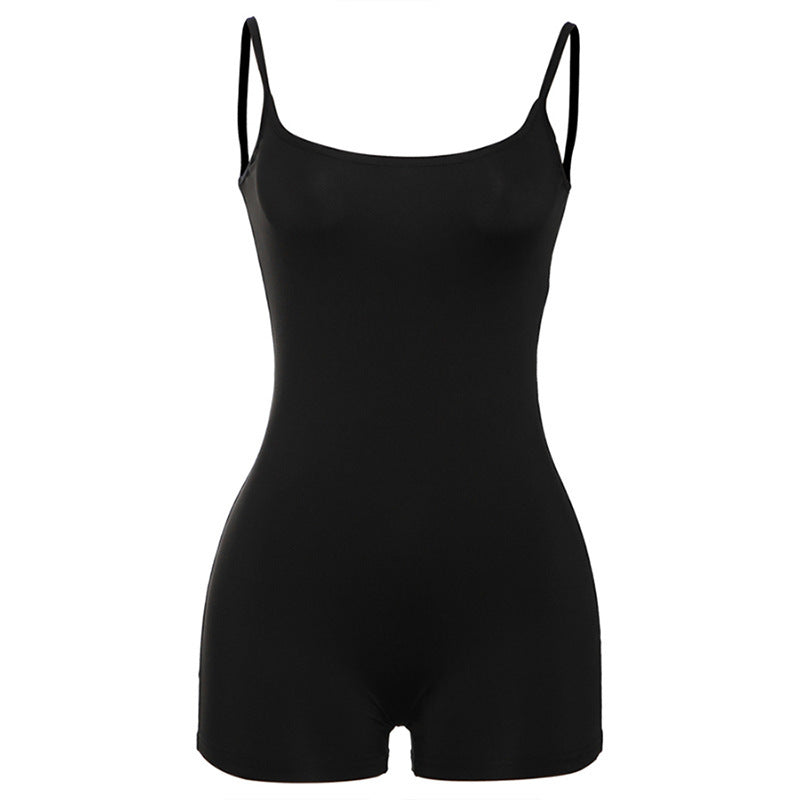 Macacão casual feminino sem mangas e decote V