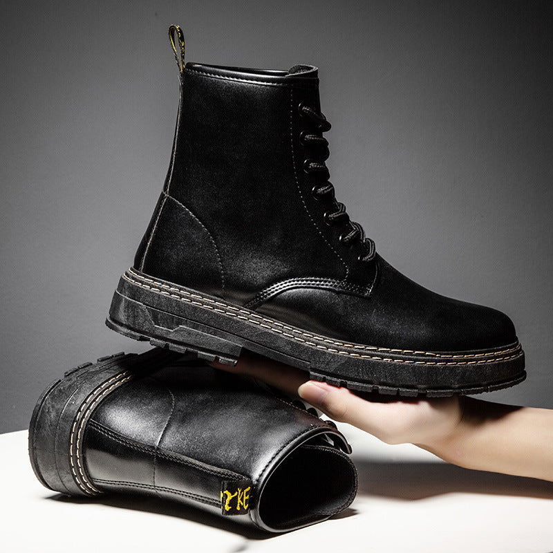 Botas militares estilo novo estilo britânico botas de couro pretas masculinas