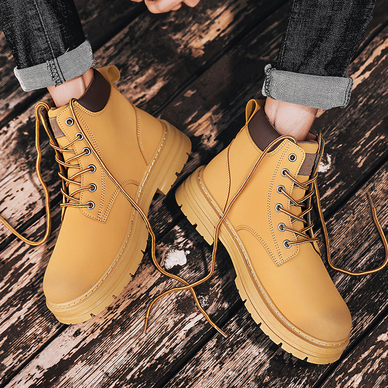 Botas de trabalho masculinas de cano alto Martin Boots com sola grossa Inglaterra