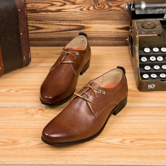 Sapatos formais masculinos de couro britânicos com cadarço, sapatos casuais
