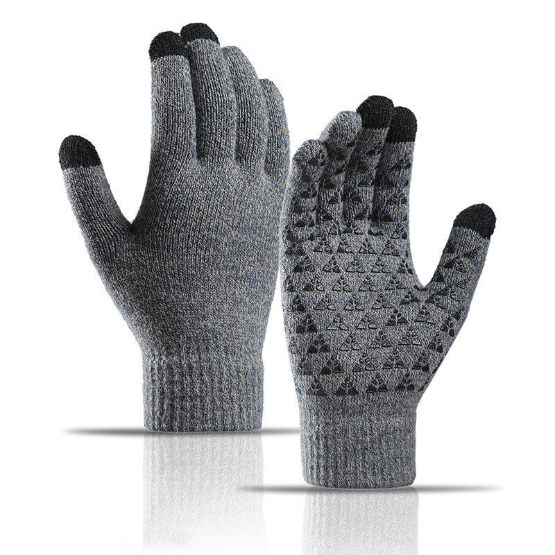 Luvas de malha de inverno para homens e mulheres, quentes, ciclismo, anti-frio, antiderrapante, triangular, offset, luvas quentes