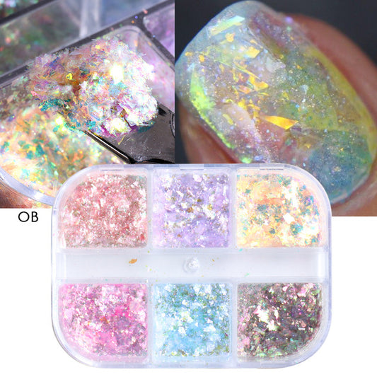 Lentejuelas para uñas en polvo Edelweiss reflectantes y translúcidas