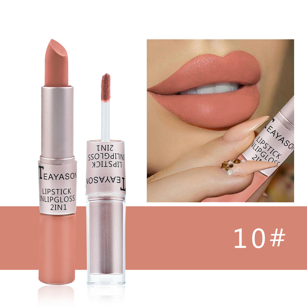 Gloss labial fosco antiaderente de ponta dupla