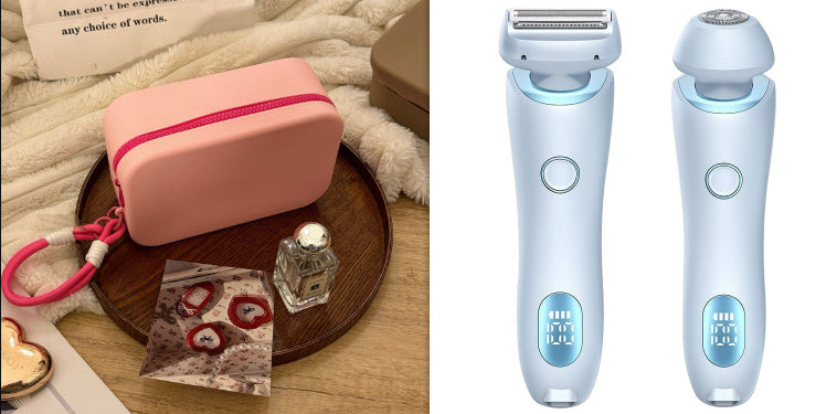 2 em 1 Depilador Depilador USB Recarregável Aparador Feminino Corpo Navalha Rosto Perna Axila Biquíni Mão Barbeador Púbico Removedor de Pelos