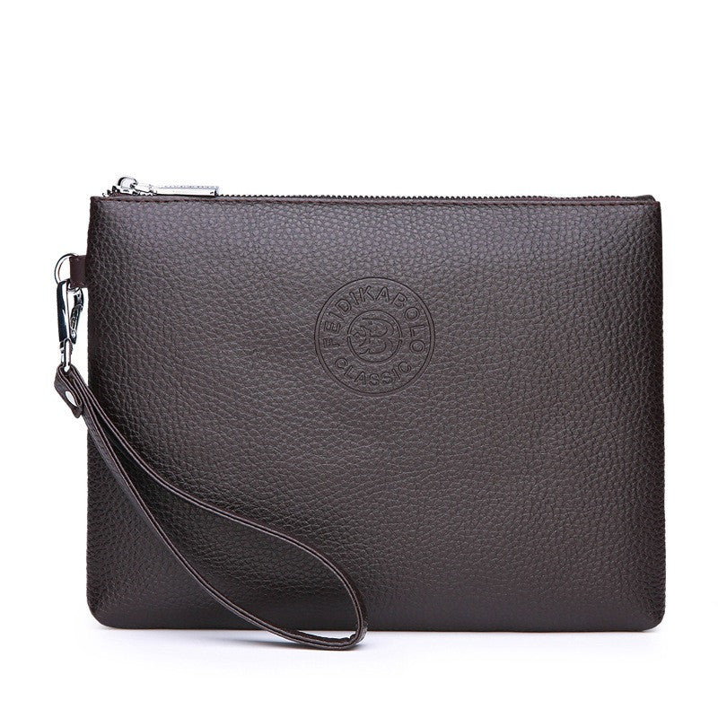 Bolsa de mão masculina casual em couro sintético macio