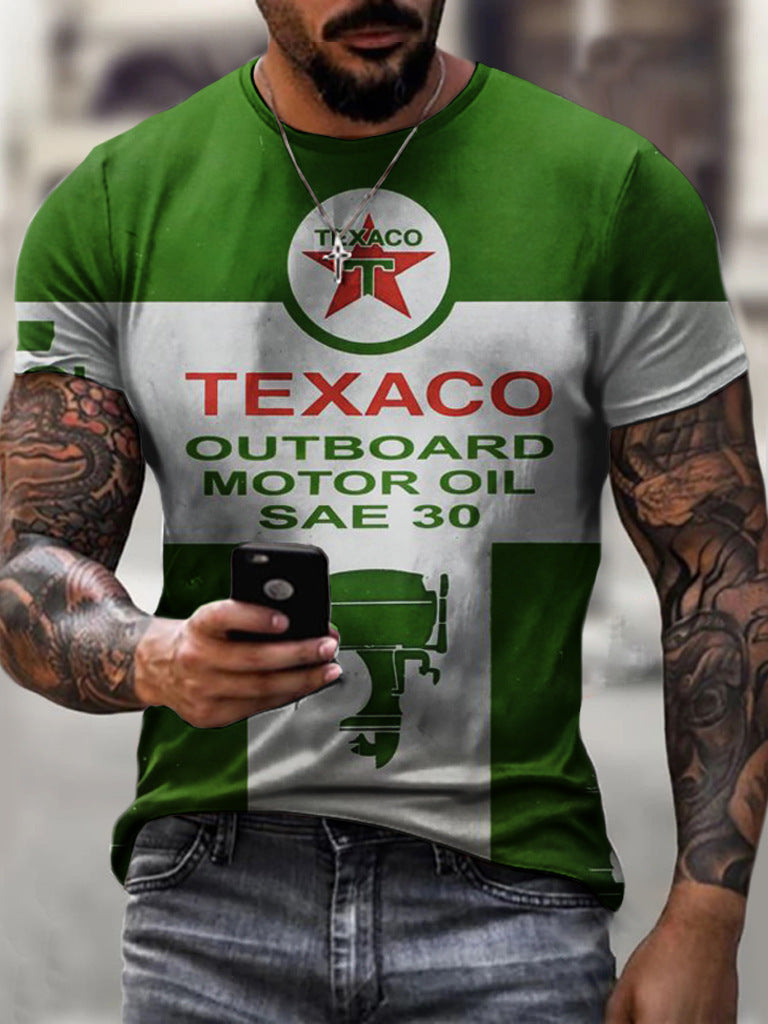 Camiseta esportiva masculina com gola redonda e estampada para jovens
