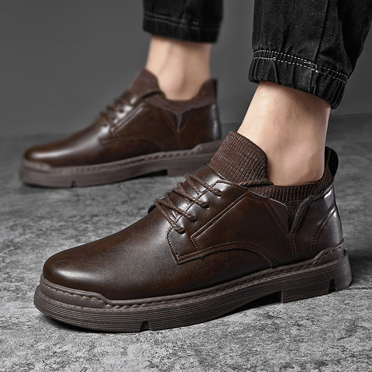 Zapatos de hombre de PU con suela gruesa y punta redonda a la moda