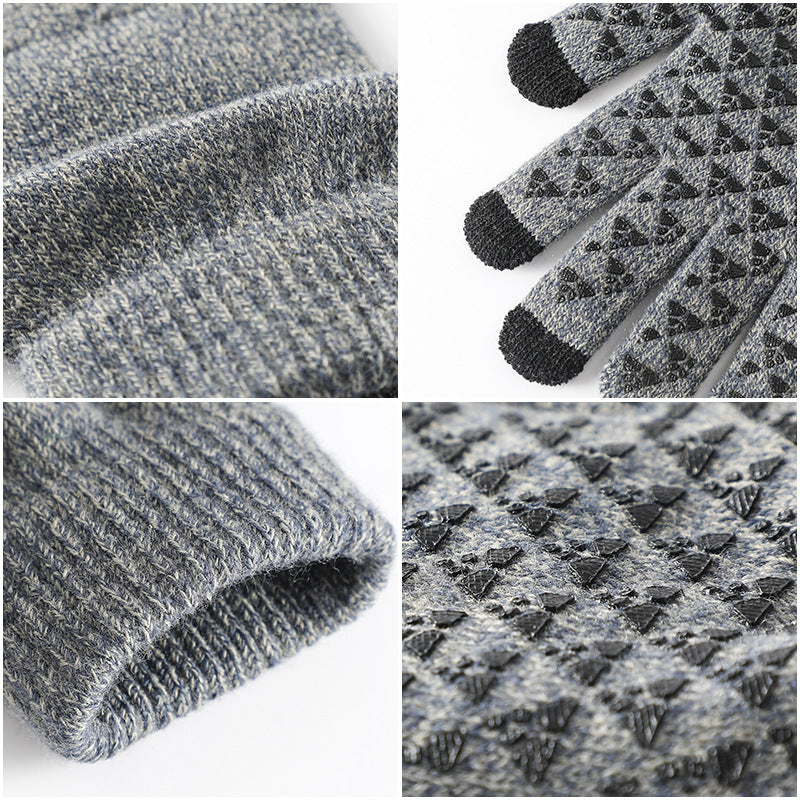 Luvas de malha de inverno para homens e mulheres, quentes, ciclismo, anti-frio, antiderrapante, triangular, offset, luvas quentes