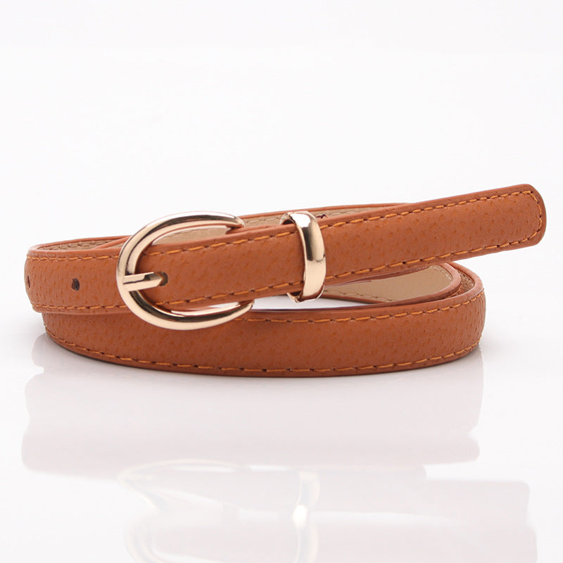 Novo cinto fino casual decorativo de pele de porco para senhoras