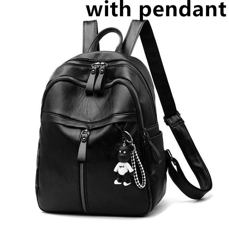 Mochila de couro PU de superfície macia, grande capacidade, bolsa escolar para estudantes, mochila de viagem