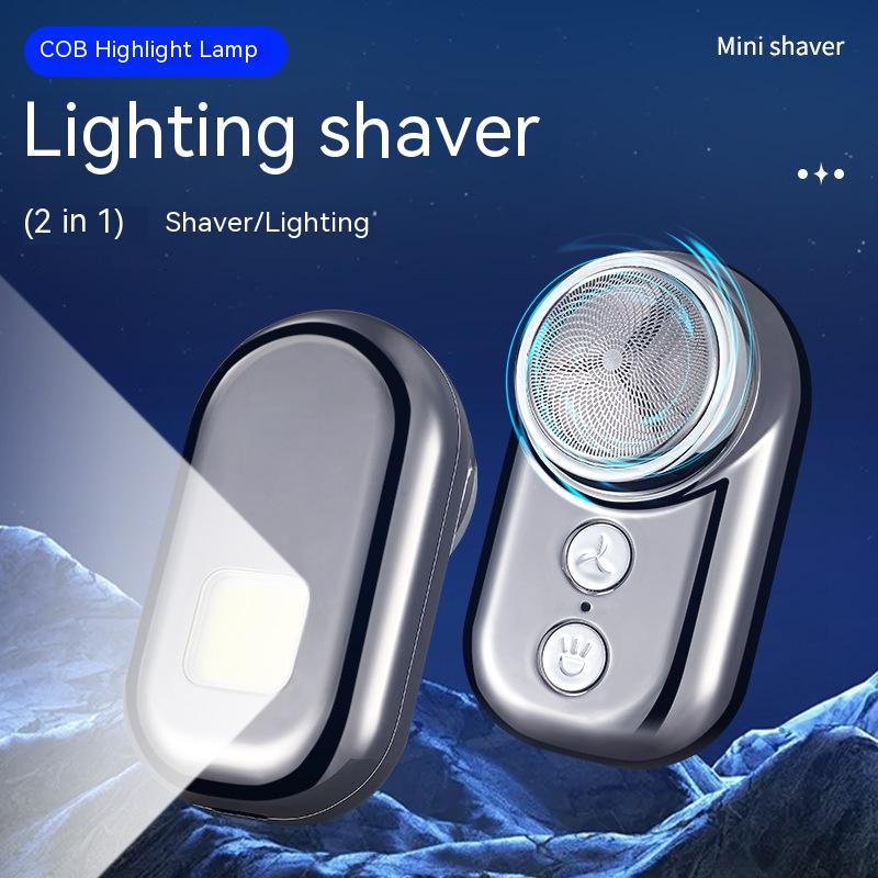 Barbeador elétrico portátil masculino com luz