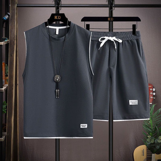 Camiseta de verano Pantalones cortos casuales Marca de moda Seda de hielo