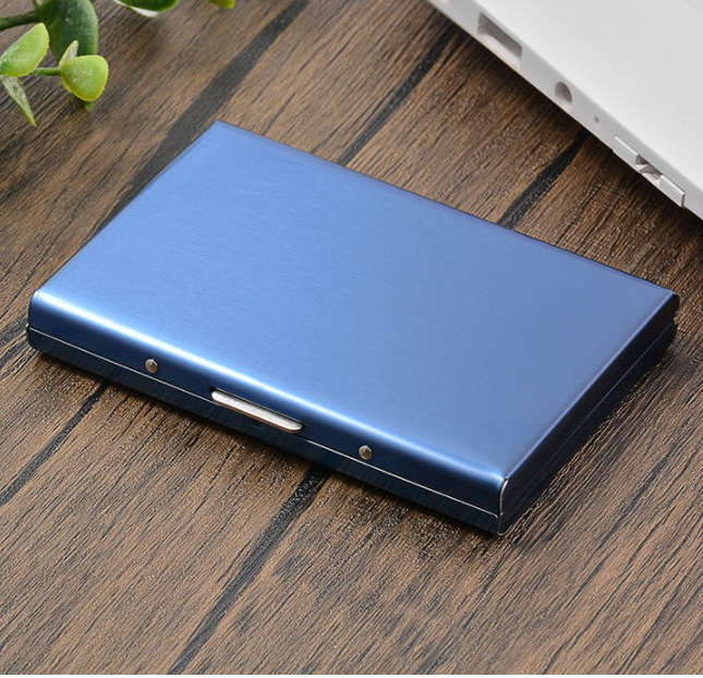 Porta-cartões criativo de metal em aço inoxidável