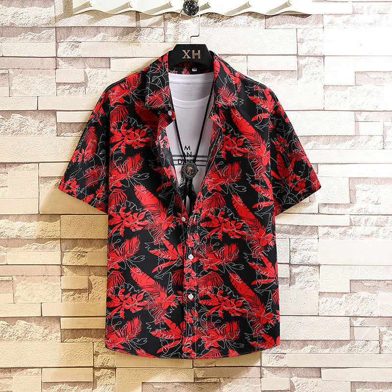 Camisa Estampada Masculina Manga Curta Camisa Shorts Terno