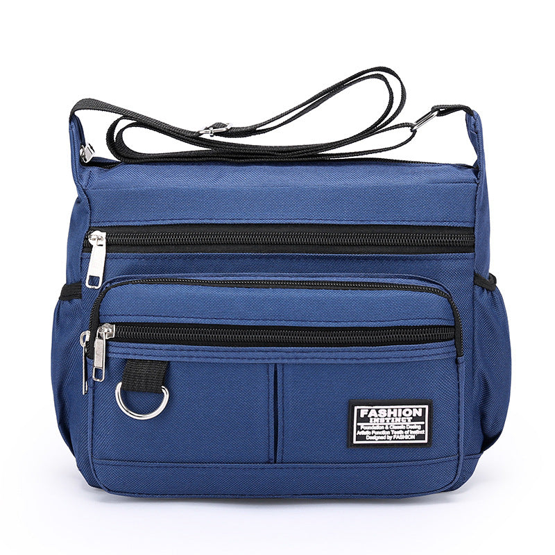 Bolsa transversal masculina de grande capacidade com zíper multicamadas