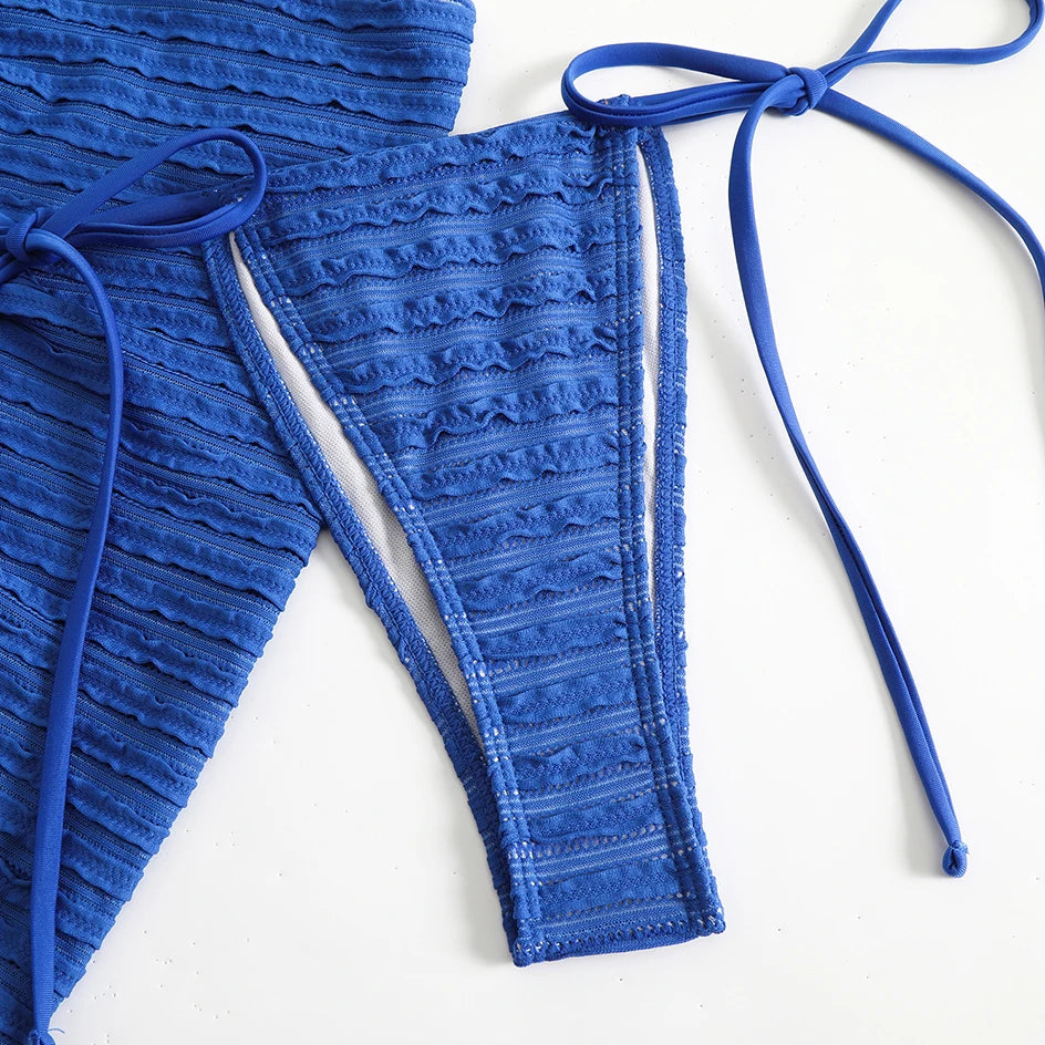 Sexy 3-Piece Bikini Set with Beach Cover-Up. Stylish, comfortable, and perfect for summer days.