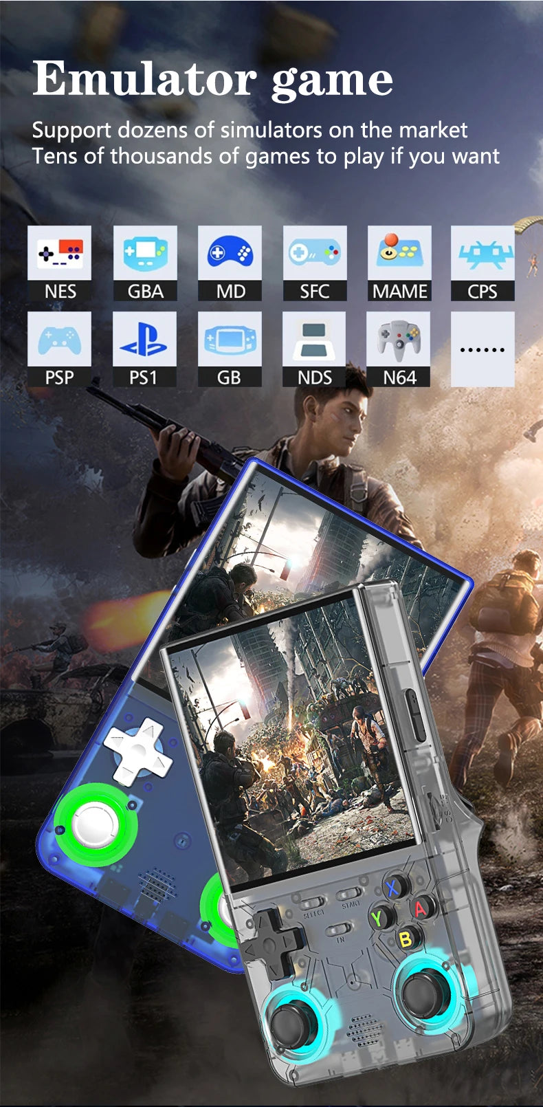 R36 Ultra 2025 Open Source R36S Video Game Console Linux System 4.0 Inch IPS Screen  Portable Pocket Video Player 64G best Games