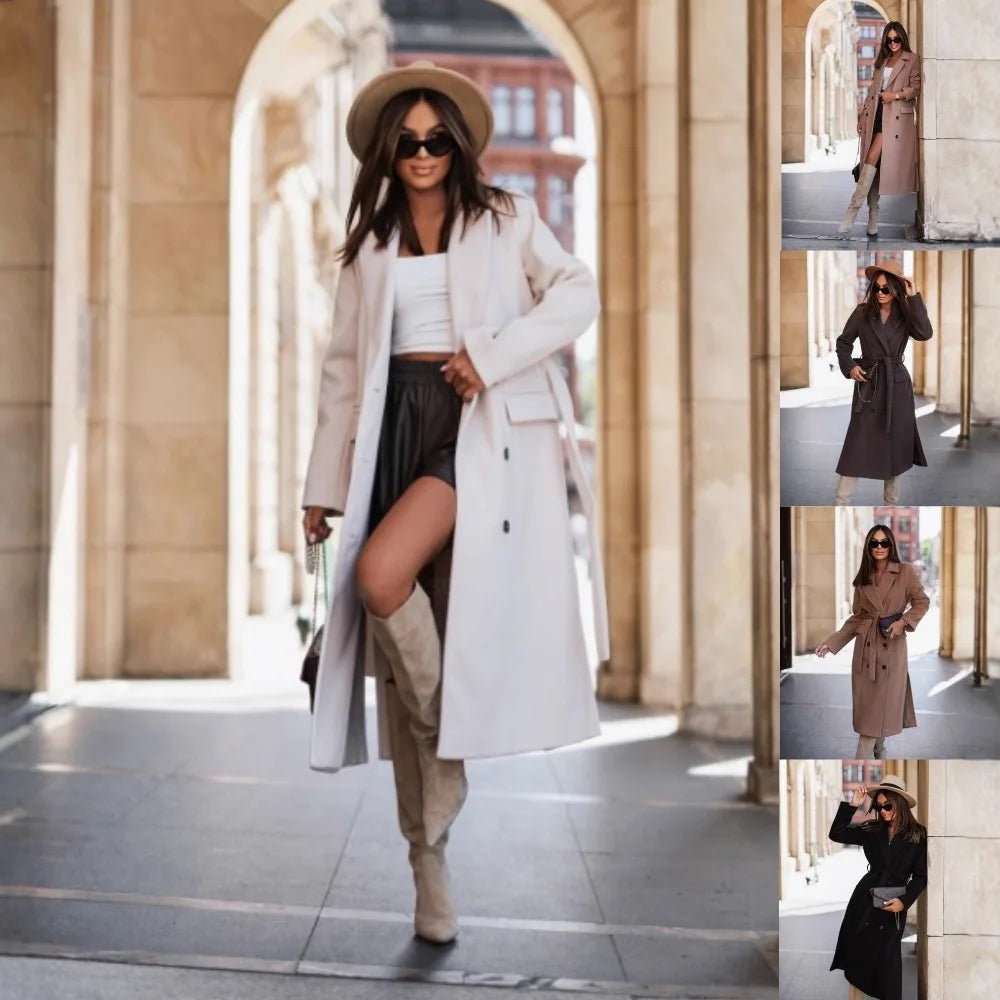 Timeless elegance for cold days. A sleek long-sleeve coat with a belted silhouette—where comfort meets modern sophistication.