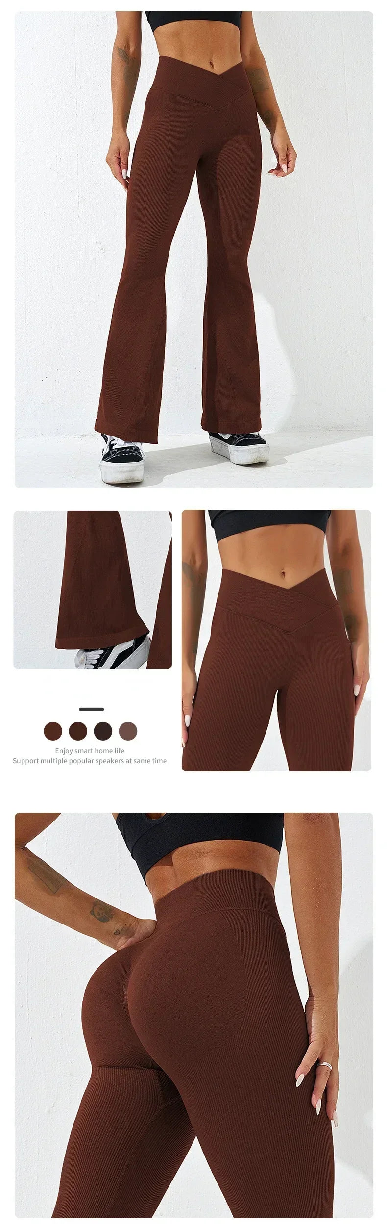 Slim Flare Pants 2025 | Cross Waist, Butt Lift & Stretch Fit