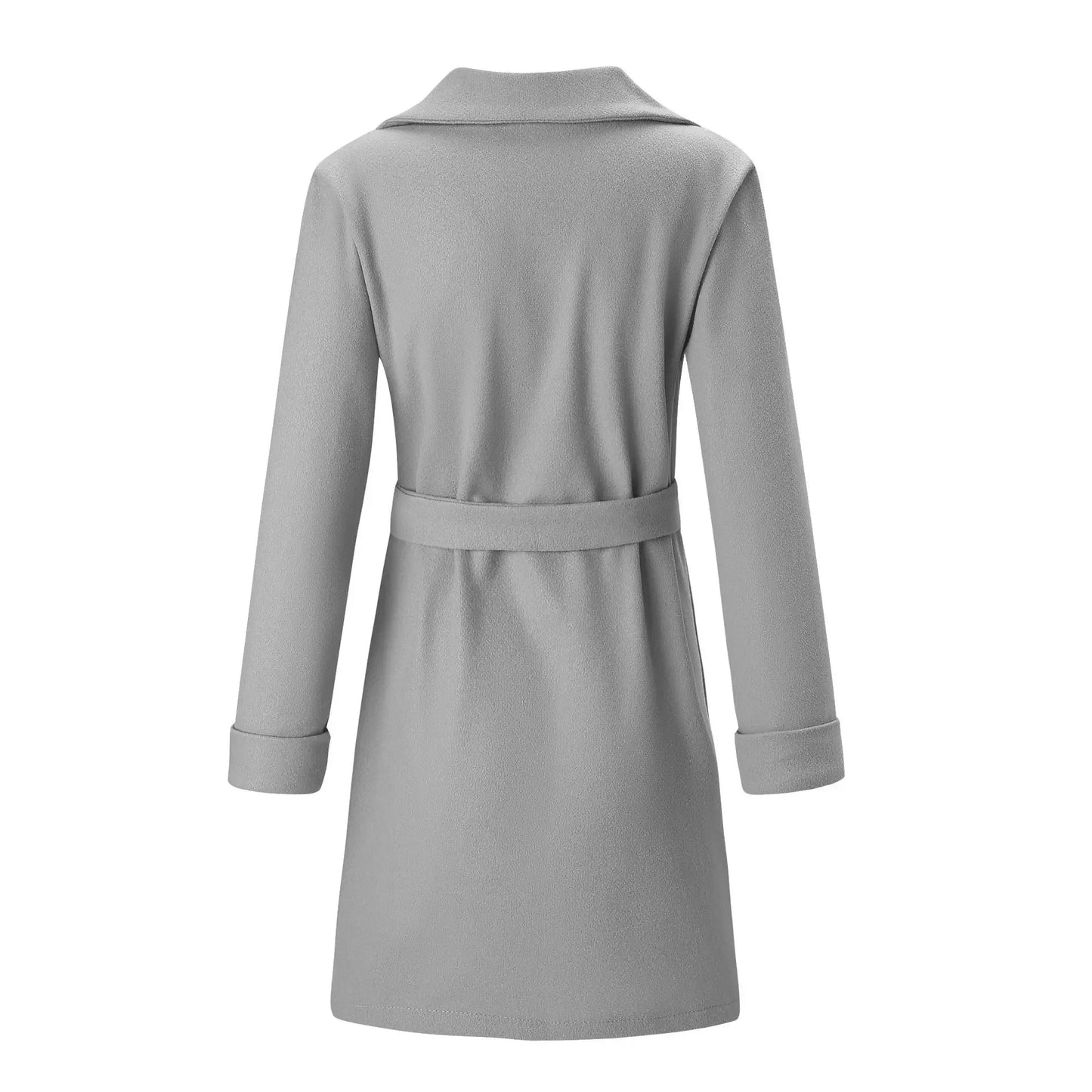 Women's S-2XL Size New Fashion Slim Fit Waist Belt Flip Collar Woolen Coat trench coat  trench coat for women