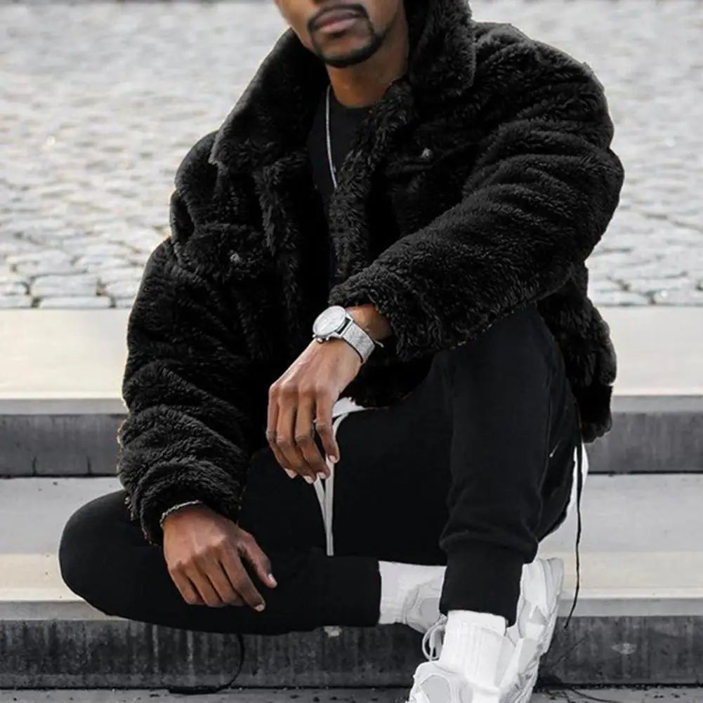 Men’s Winter Coat – Cozy, thermal, plush, thick, with chest pockets.