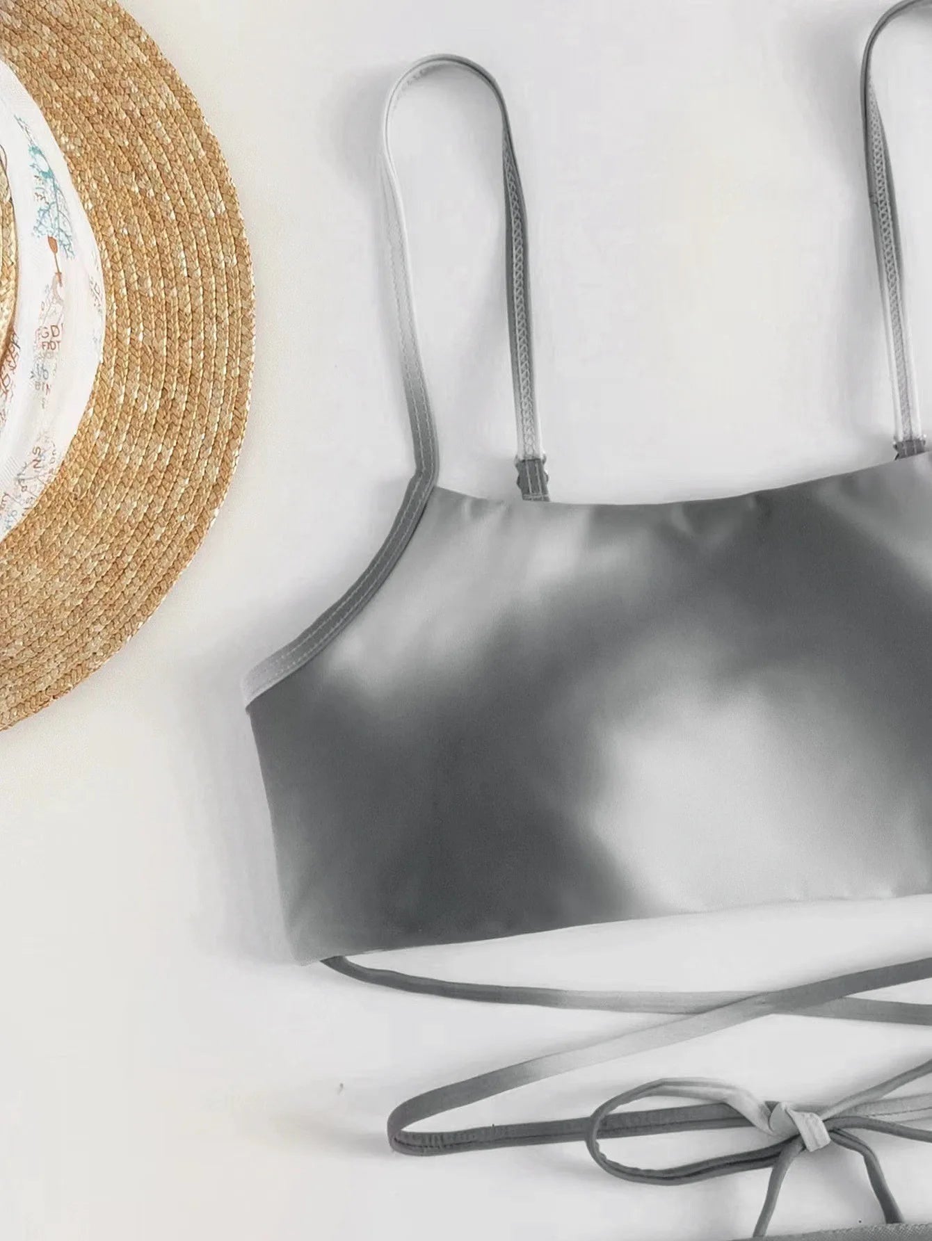 Stylish Tie-Dye 3-Piece Bikini Set with Mesh Skirt. Perfect for summer!