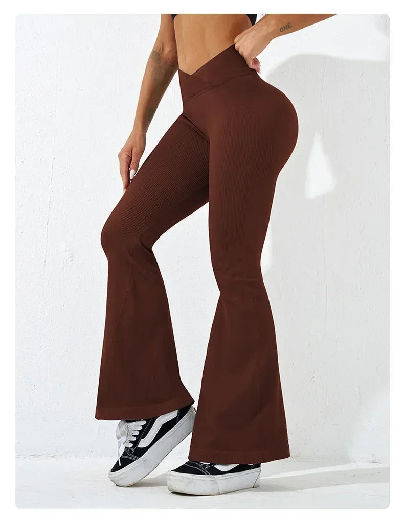Slim Flare Pants 2025 | Cross Waist, Butt Lift & Stretch Fit