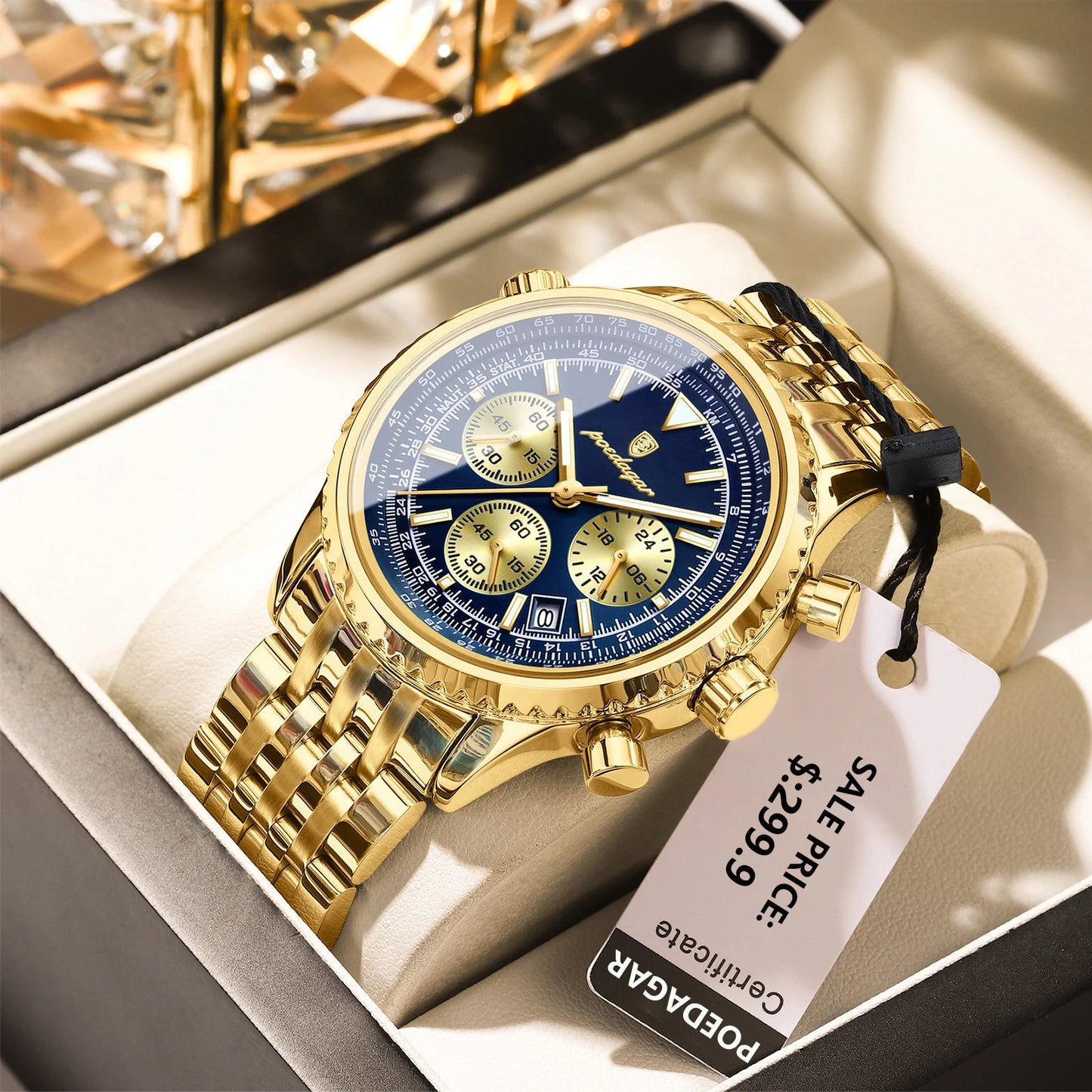 POEDAGAR Luxury Watches For Men Date Chronograph Stainless Steel Man Watch Waterproof Luminous Sport Military Men's Quartz Watch