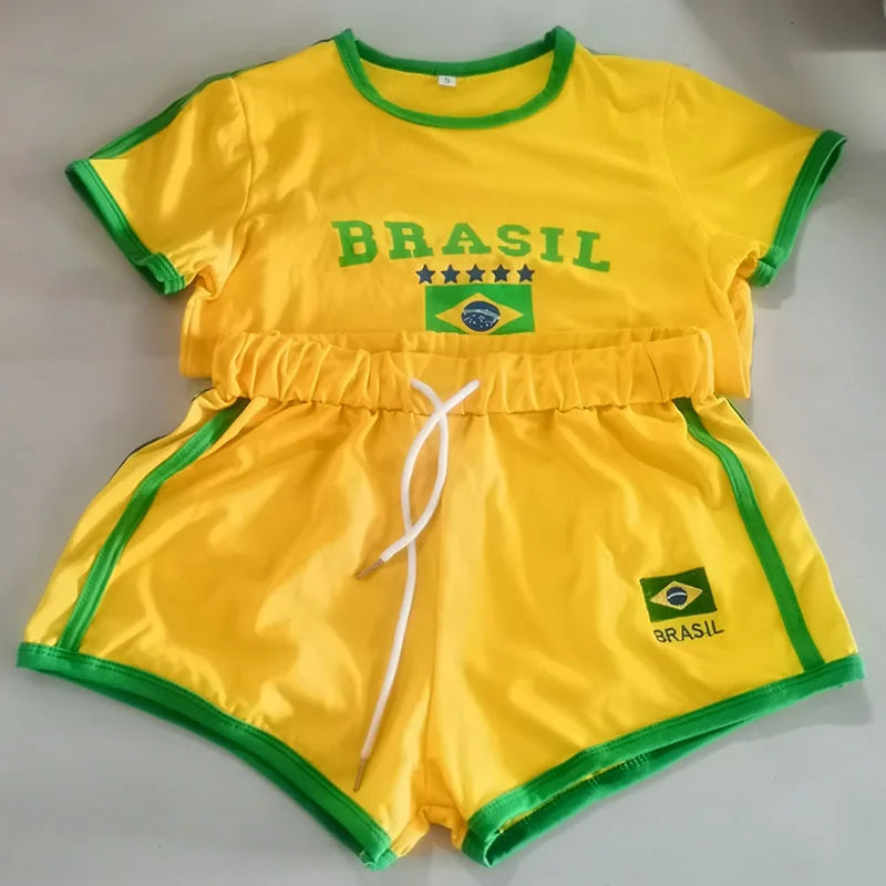 Y2K Brazil Crop Top & Shorts Set. Perfect for summer!