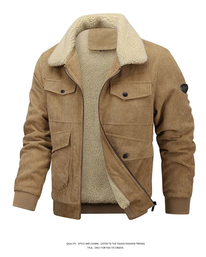 Men’s Corduroy Jacket – Thickened, warm, flocked lining, stylish and lightweight.