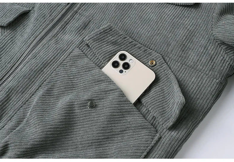 Men’s Corduroy Jacket – Thickened, warm, flocked lining, stylish and lightweight.