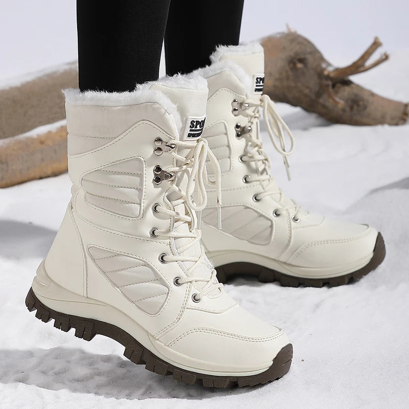 Women’s Winter Waterproof High-Top Snow Boots – Warm, Thick Lining