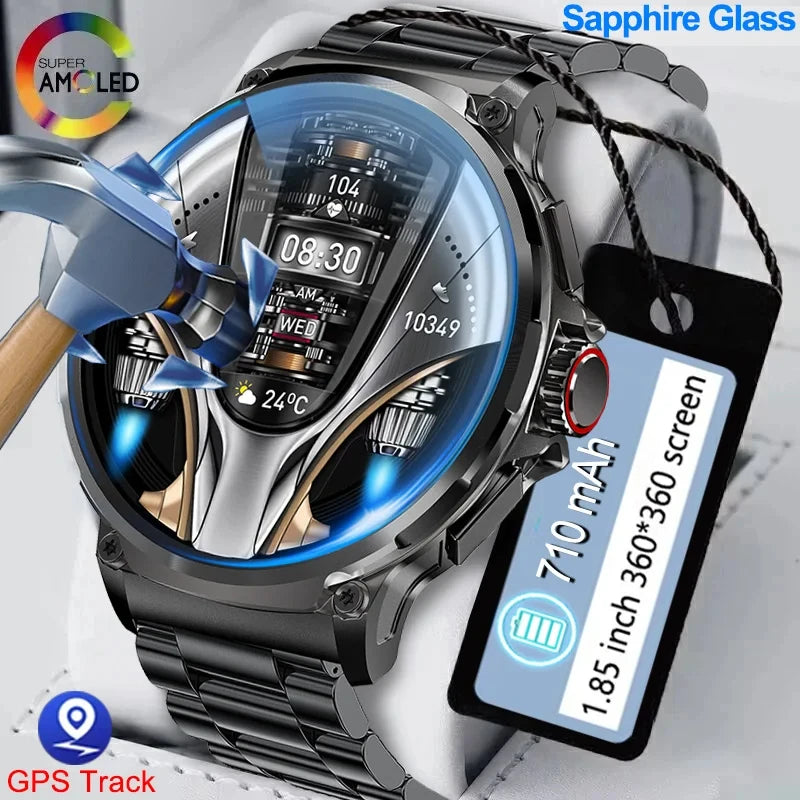 New Smart Watch Men 1.85-Inch HD Sports Bluetooth Call GPS Sports Fitness Tracker Heart Monitor 710mAh  Waterproof Smart watch