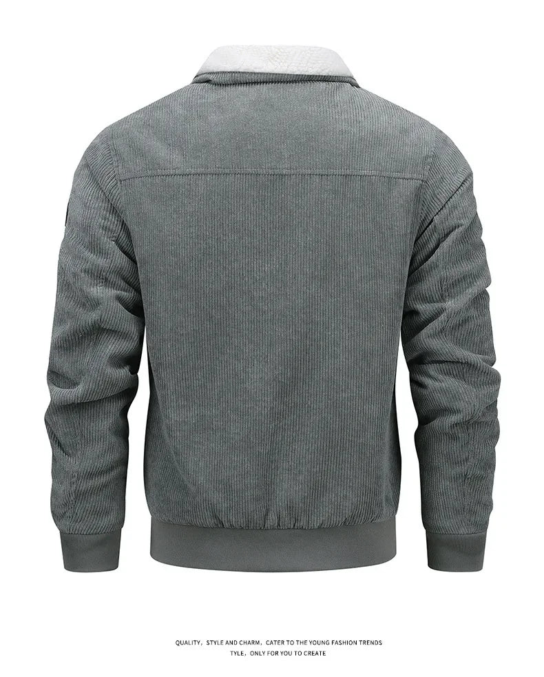 Men’s Corduroy Jacket – Thickened, warm, flocked lining, stylish and lightweight.