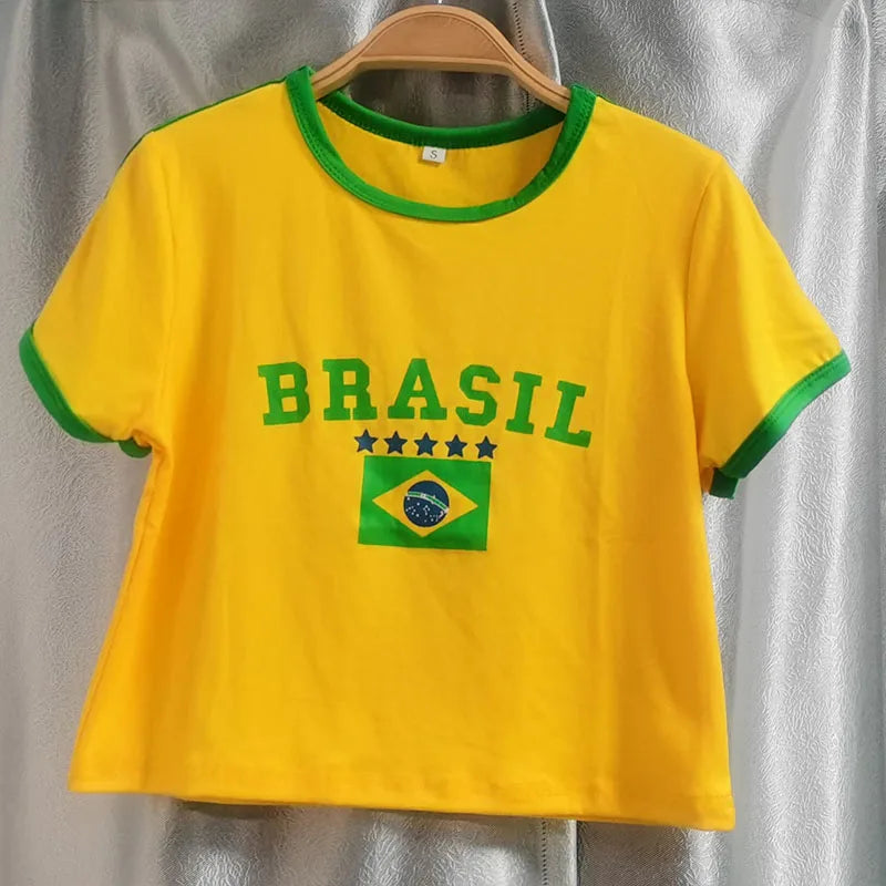 Y2K Brazil Crop Top & Shorts Set. Perfect for summer!