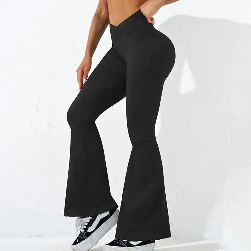 Slim Flare Pants 2025 | Cross Waist, Butt Lift & Stretch Fit