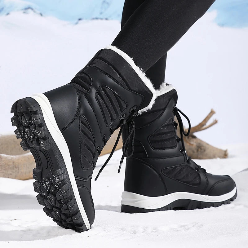 Women’s Winter Waterproof High-Top Snow Boots – Warm, Thick Lining