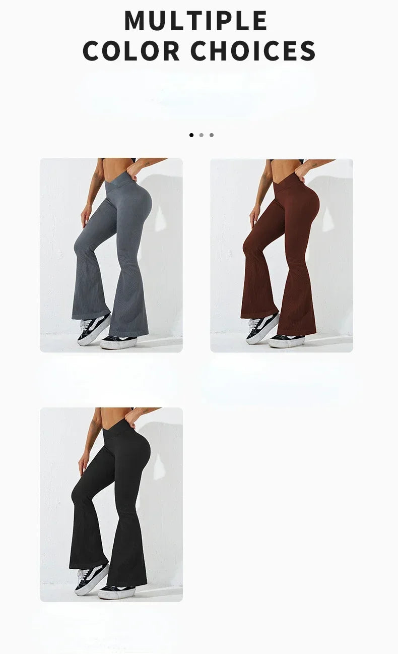 Slim Flare Pants 2025 | Cross Waist, Butt Lift & Stretch Fit