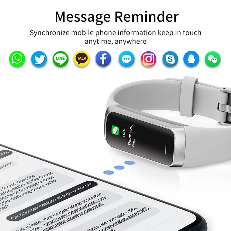 LIGE Amoled Smart Watch Smartwatch Band Women Heart Rate Blood Waterproof Connected Smart Bracelet Sport Fitness Tracker  Watch