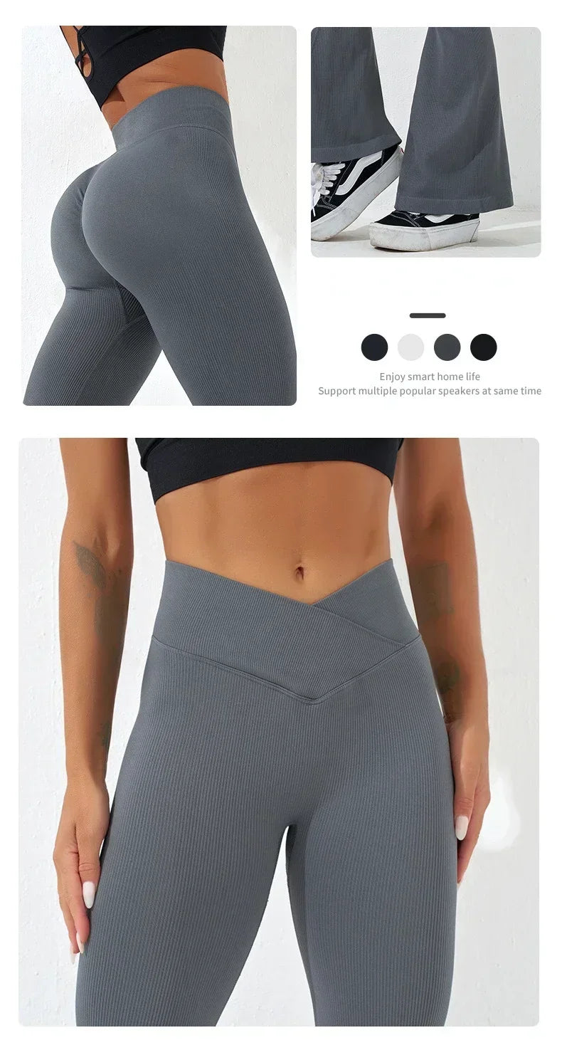Slim Flare Pants 2025 | Cross Waist, Butt Lift & Stretch Fit