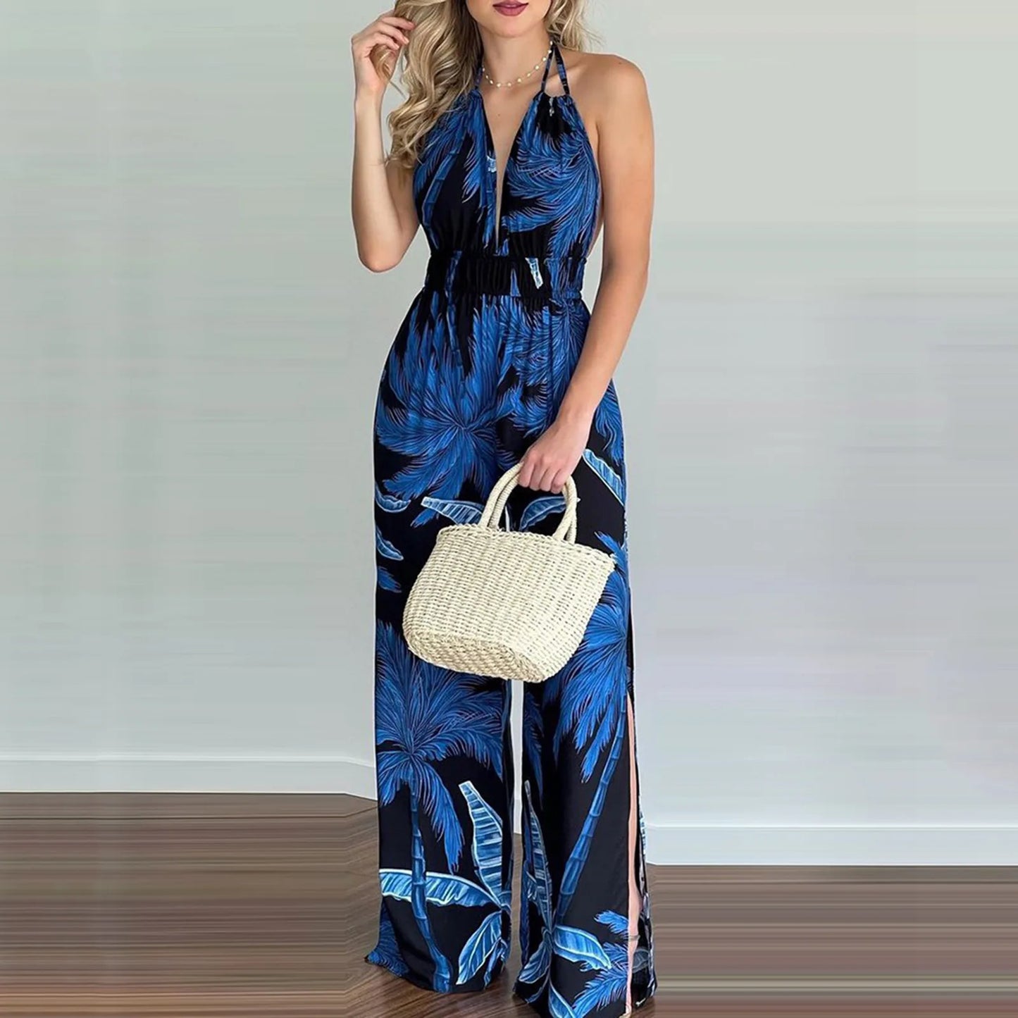 women's jumpsuit with v-neck
