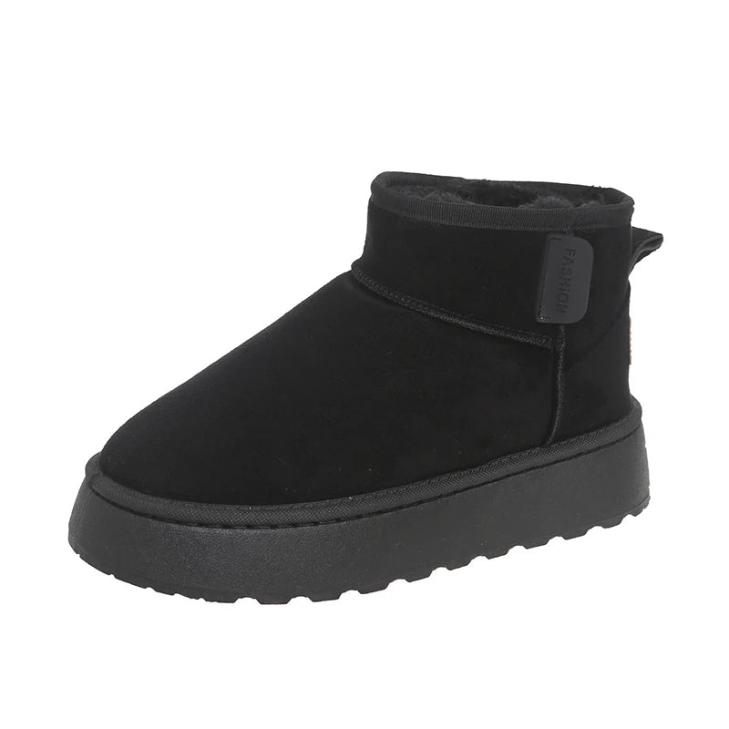 Women’s Winter Snow Boots – Thick sole, fleece-lined, short, warm, anti-slip.