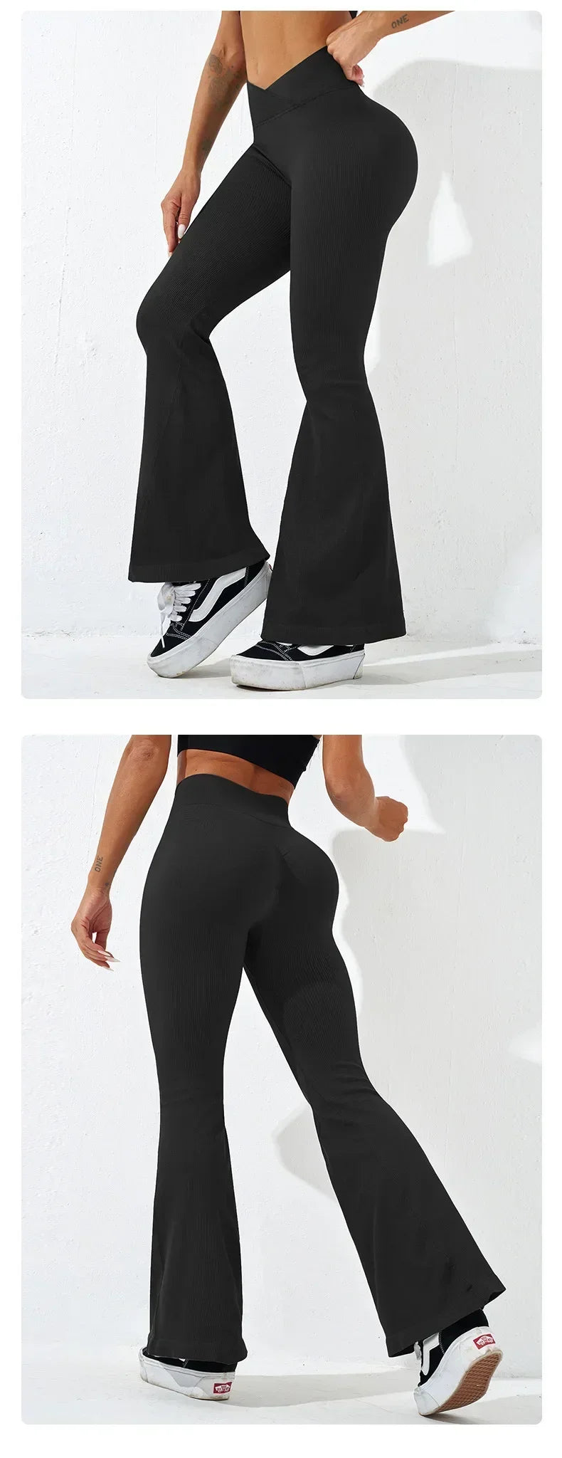 Slim Flare Pants 2025 | Cross Waist, Butt Lift & Stretch Fit