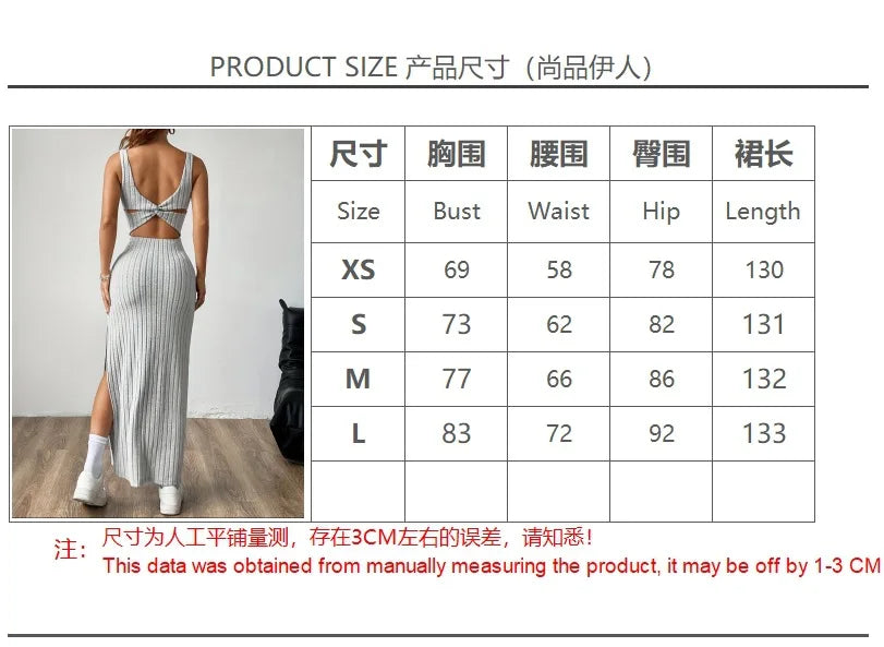 Elegant slim knitted dress with a backless design — sleek, modern, and effortlessly stylish.